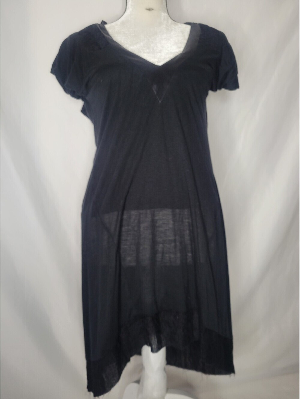 Minden Chan Womens Black Short Ruffled Sleeve Shirt Dress w/back collar Size 2